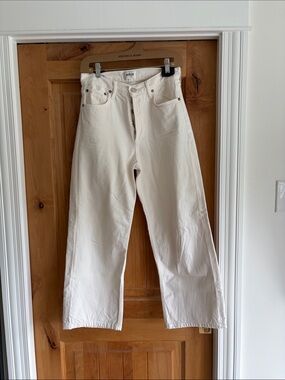 Agolde Cream High-Rise Straight Jeans